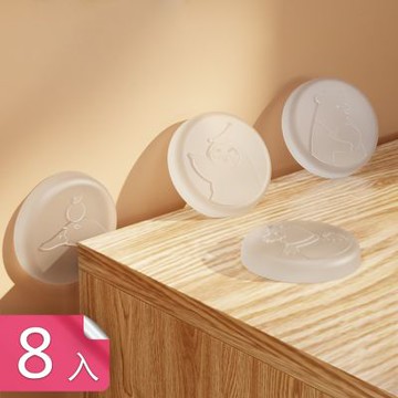 【荷生活】透明加厚高彈柔軟軟膠防撞墊 動物圖案彈性緩衝降噪防磕防撞墊-8入組