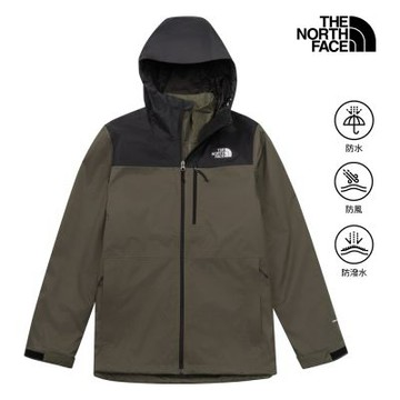 【The North Face 官方旗艦】線上獨家款｜北面男款綠色DRYVENT防水抓絨內裡三合一外套｜8DMK79L