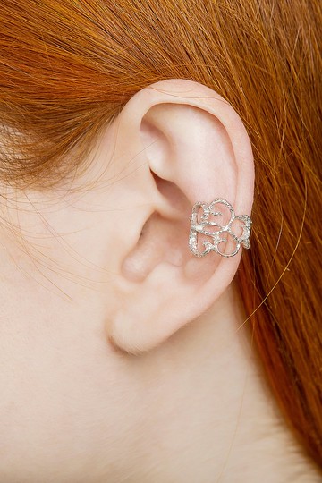 銀蕾絲耳夾無穿孔