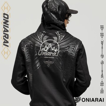 【新品2件7折】都市遊俠幾何連帽長TEE - BLUE WAY 鬼洗い