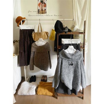 法式一字領可露肩加厚外穿毛衣女冬溫柔高級感絕美獨特超好看上衣