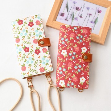 繁花綻放手帳型手機背帶殼 側翻式全機型適用 義大利皮革