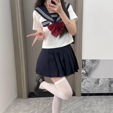 【M-5XL大尺碼】大尺碼女裝 套裝裙 夏季裙子 寬鬆顯瘦 胖MM大碼水手服女jk制服套裝海軍領學院風紺領白三本基礎款兩