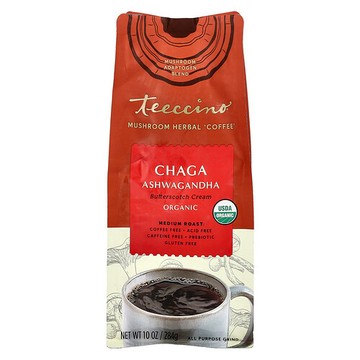 Teeccino, 菌菇草本咖啡，中度烘烤，無因，白樺茸南非醉茄，10 盎司（284 克）