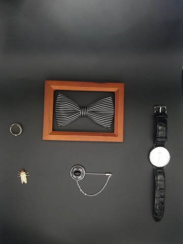 真絲條紋領結復古蝴蝶結領花