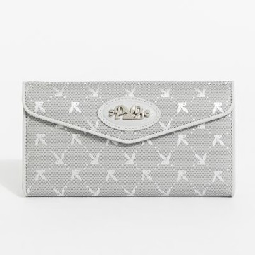 PLAYBOY - 翻蓋長夾  Morning Mist系列 - 銀色