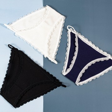 🚀虧本到貨🚀日本🇯🇵純棉螺紋性感女士內褲蕾絲細帶多色無痕棉檔三角褲加大碼