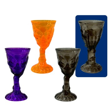 7吋透明骷髏酒杯擺飾(黑.紫.橘三色)，萬聖節/酒杯/擺飾/派對/角色扮演/化妝舞會/表演/話劇，X射線【W271522】