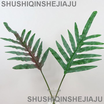 滿280元出貨 仿真花 假花 可開發票 簡約自然仿真綠植葉子單枝金角葉南星蕨葉家居餐廳軟裝插花植物墻
