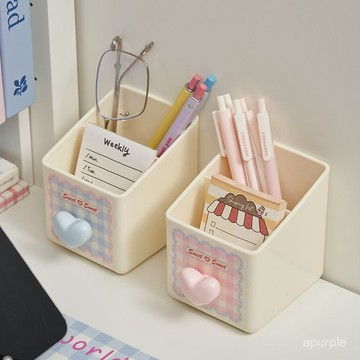 桌麵收納盒學生宿捨文具化妝化妝品高顔值雜物多功能置物架筆筒 VWYG