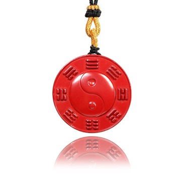 【正佳珠寶】帝王硃砂 高品太極八卦圓牌 35mm 帝王硃砂吊墜