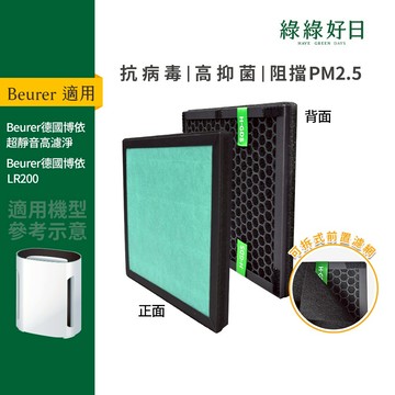 適用 beurer德國博依 LR200 超靜音高濾淨 空氣清淨機 複合式活性碳HEPA替換濾網濾心 綠綠好日