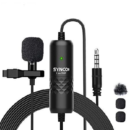 SYNCO Lapel Mic Professional, Lav S6E Omnidirectional Condenser Lapel Mic Recording Mic Compatible with iPhone iPad Video 6M  19.7ft Cable, Lavalier-M