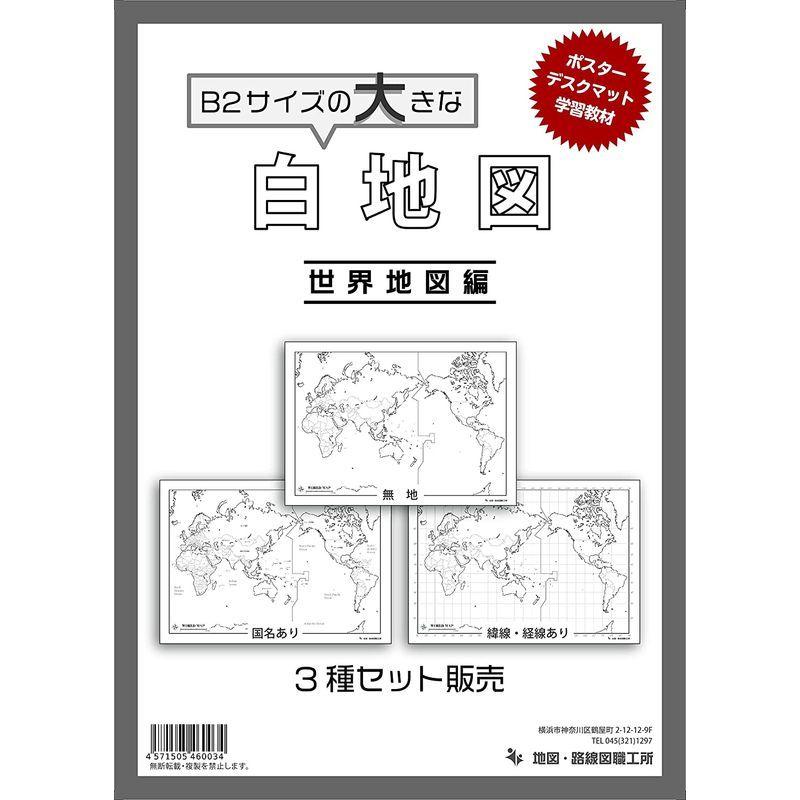 白地図 世界地図3点セット B2サイズ