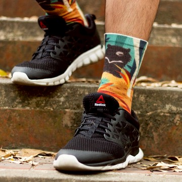 【小創襪】寶島咖印 -臺灣黑熊 登山襪 中筒襪 保育動物 森林綠