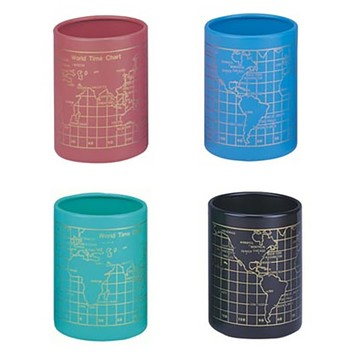 【 徠福 】地圖筆筒(鐵製7.5X10cm)(顏色隨機出貨) / 個 NO.2341