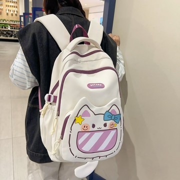 韓版💖拉鏈闇袋硬款書包女孩大容量撞色旅行後背包 百搭校園通懃筆電雙肩包 401I
