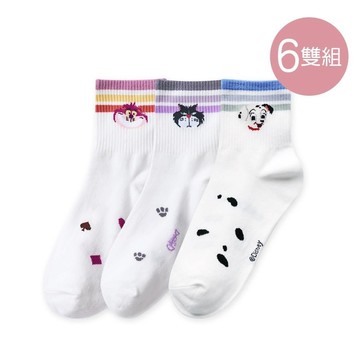 迪士尼趣味系列中筒襪 瑪麗貓 柴郡貓長襪22-26cm-6雙組(AC-A305)