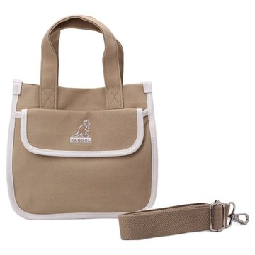 KANGOL 袋鼠 帆布手提側背包 6455170132  卡其色  中型