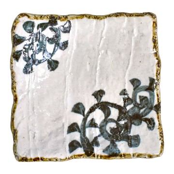 手繪濃唐草 正角皿  日本製 陶瓷 19*19*2.5cm  1個  單一顏色