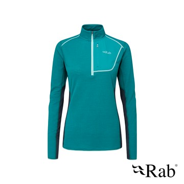 【英國 RAB】Syncrino Light Pull-On W 羊毛混紡長袖拉鍊保暖排汗衣 女款 群青藍 #QFF20