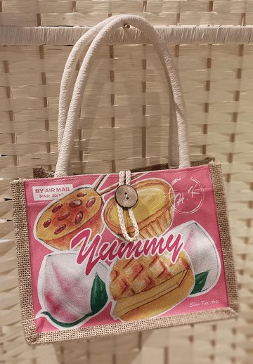 港式食物文創麻布手提袋(小)港式食物圖案
