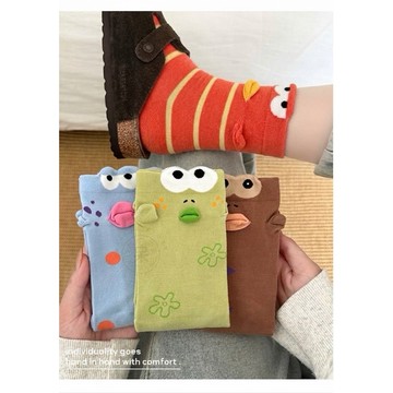 【呆の嚴選】小丑魚襪子 路人魚襪子 比奇堡襪子 一組四入 海綿寶寶 薄款 中筒襪 可愛 搞笑 呆的舖