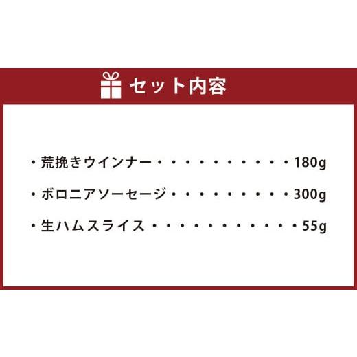 ふるさと納税 大分県 九重町 九重”夢”ポーク ハム ・ ソーセージ セット F 荒挽きウインナー／ボロニアソーセージ／生ハムスライス 計535g 3種 詰め合わ…