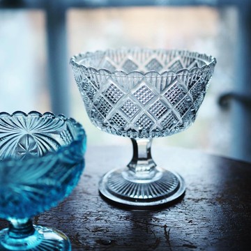 1920-30年 比利時 Scailmont  舊模壓玻璃高腳杯