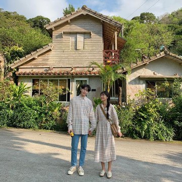 早秋新款寬松格子小清新連衣裙襯衫情侶裝 韓版休閑男女大碼