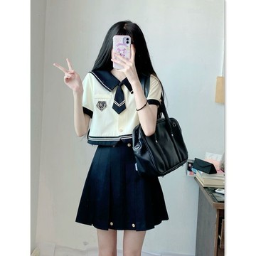 【砂糖夢境】日系學院風短款水手服上衣半身裙短裙套裝女夏季新款減齡班服校服