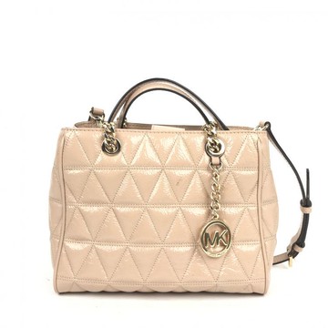 michael kors杏色漆皮壓紋金釦肩揹包