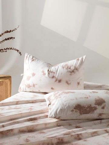 棉麻枕套2只 非遺手工核桃青皮植物云染 四季用