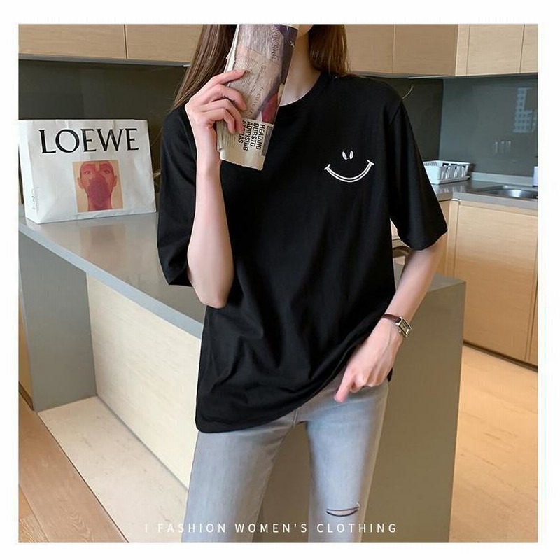 純綿の刺繍の半袖Tシャツ女性の韓国版のゆったりした大きいサイズの服 楽天市場】【クーポンで25％OFF】Tシャツ tシャツ レディース