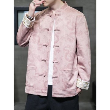 秋冬季鹿皮絨改良漢服寬松唐裝