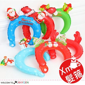 聖誕樹雪人禮物造型頭飾 髮箍 鋁膜汽球