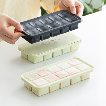 防異味密封式10格製冰盒附蓋-3入 奶綠