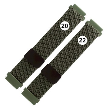 Watchband / 20.22mm / 各品牌通用 快拆型 交叉編織 磁吸黑扣 尼龍錶帶 綠色 ＃864-NN002-GN