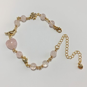 祝福與愛水晶手鍊 － 粉晶與珍珠手作飾品