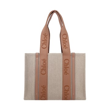 ChloeWoody tote bag帆布托特包(中號/灰褐色)_廠商直送