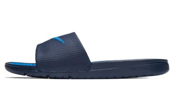NIKE BENASSI SOLARSOFT SLIDE SPORTS SLIPPERS BLACK BLUE