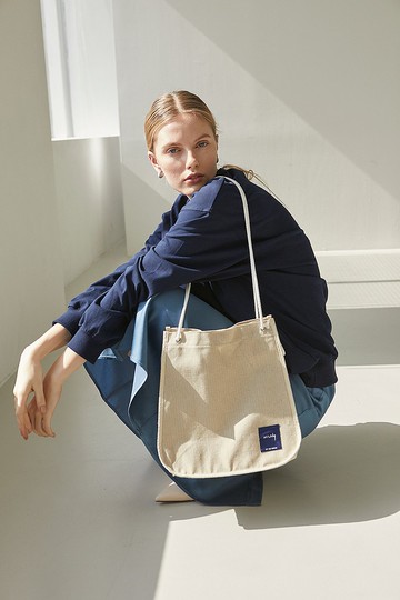 人字紋帆布休閒包/ 白