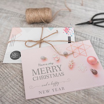 情境 粉紅聖誕【CM18034】洛可可草莓 WELKIN手創明信片聖誕卡片