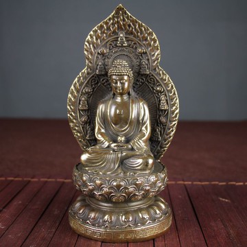 新品古玩仿古銅器擺件收藏雜項工藝裝飾 背佛光蓮花座如來佛大號