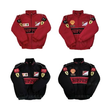 F1賽車服休閒外套機車隊摩托騎行美式復古嘻哈風刺繡夾克秋冬