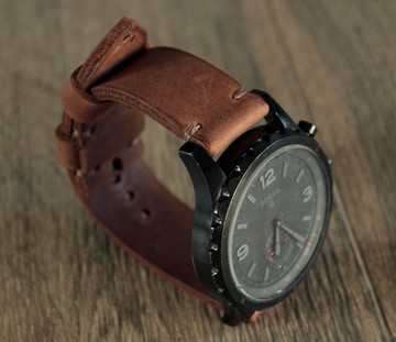 真皮錶帶男士皮革錶帶穿孔錶帶