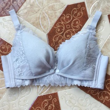 哺乳文胸無鋼圈聚攏防下垂懷孕期產后喂奶前開扣蕾絲孕婦內衣薄款