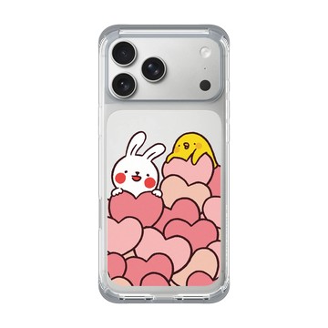 iPhone 17 Pro Max ClearX 霜透灰 - 懶散兔與啾先生 Lazy Rabbit and Mr.Chu - Hearts