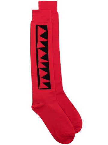 Comme Des Garçons Homme Plus - patterned intarsia-knit cotton socks - men - Cotton - S - Red