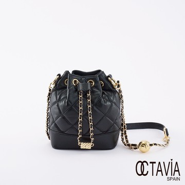 OCTAVIA8 真皮-  小金球 羊皮菱格迷你束口水桶包